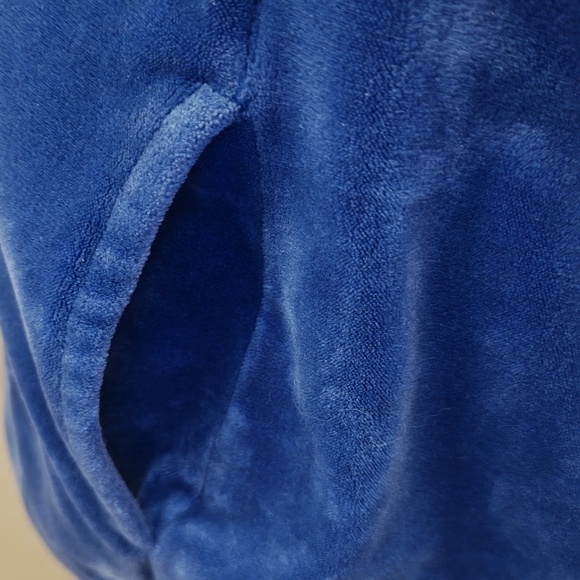 Fila Blue Velour Half Zip Hoodie w Black Logo. - Picture 7 of 14